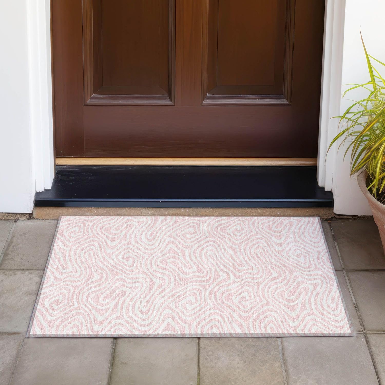 Addison Rugs Chantille ACN1020 Pink 1'8" x 2'6" Indoor Outdoor Area Rug, Easy Clean, Machine Washable, Non Shedding, Bedroom, Entry, Living Room, Dining Room, Kitchen, Patio Rug