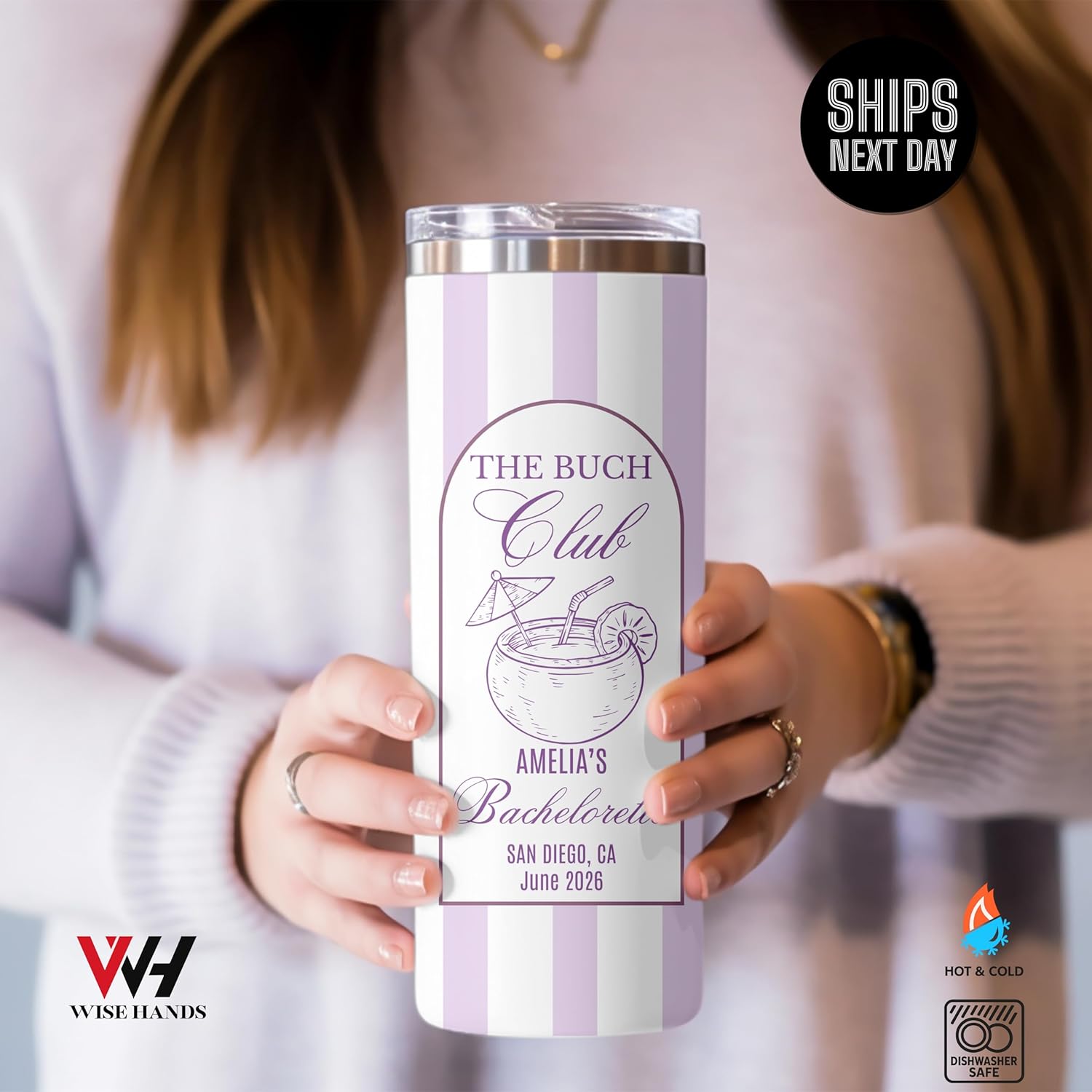 Custom Bridesmaid Tumbler with Straw, 20oz Personalized Stainless Steel Insulated Cup, The Bach Club Bachelorette Party Gifts, Wedding Party Favors for Bride, Maid of Honor, Girls Trip Travel Mug - Image 5