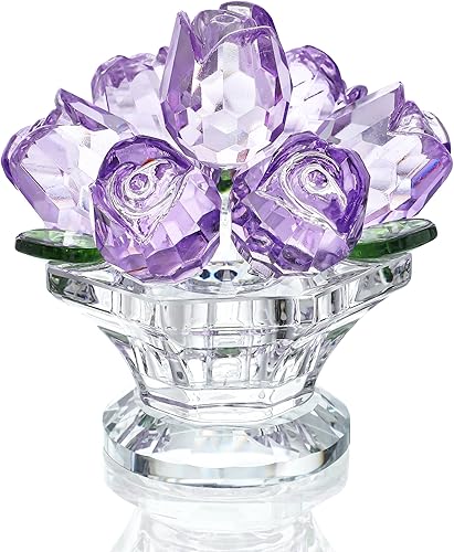 Vista 27 de H&D HYALINE & DORA Figura coleccionable de trébol de cuatro hojas de cristal, regalos de flores de la suerte para mamá, novia, mujer, adorno de Verde