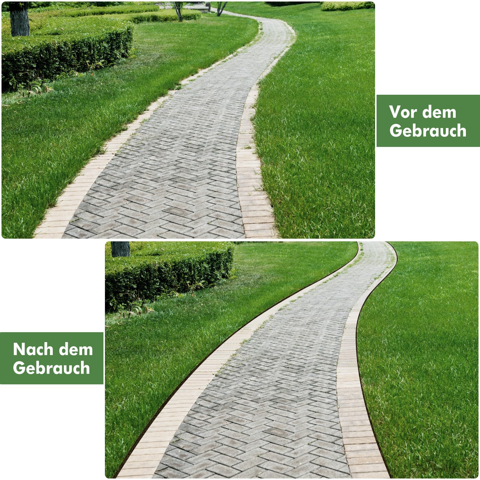 HAUSPROFI Rasenkantenschneider mit Verbesserter Stiel und Schleifmesser, [2026 Version] Kantenschneider Rasen auf Rollen - Rasenkantenroller Einstellbar, 3-Teiliger Edelstahlgriff (97,5/135/172cm)