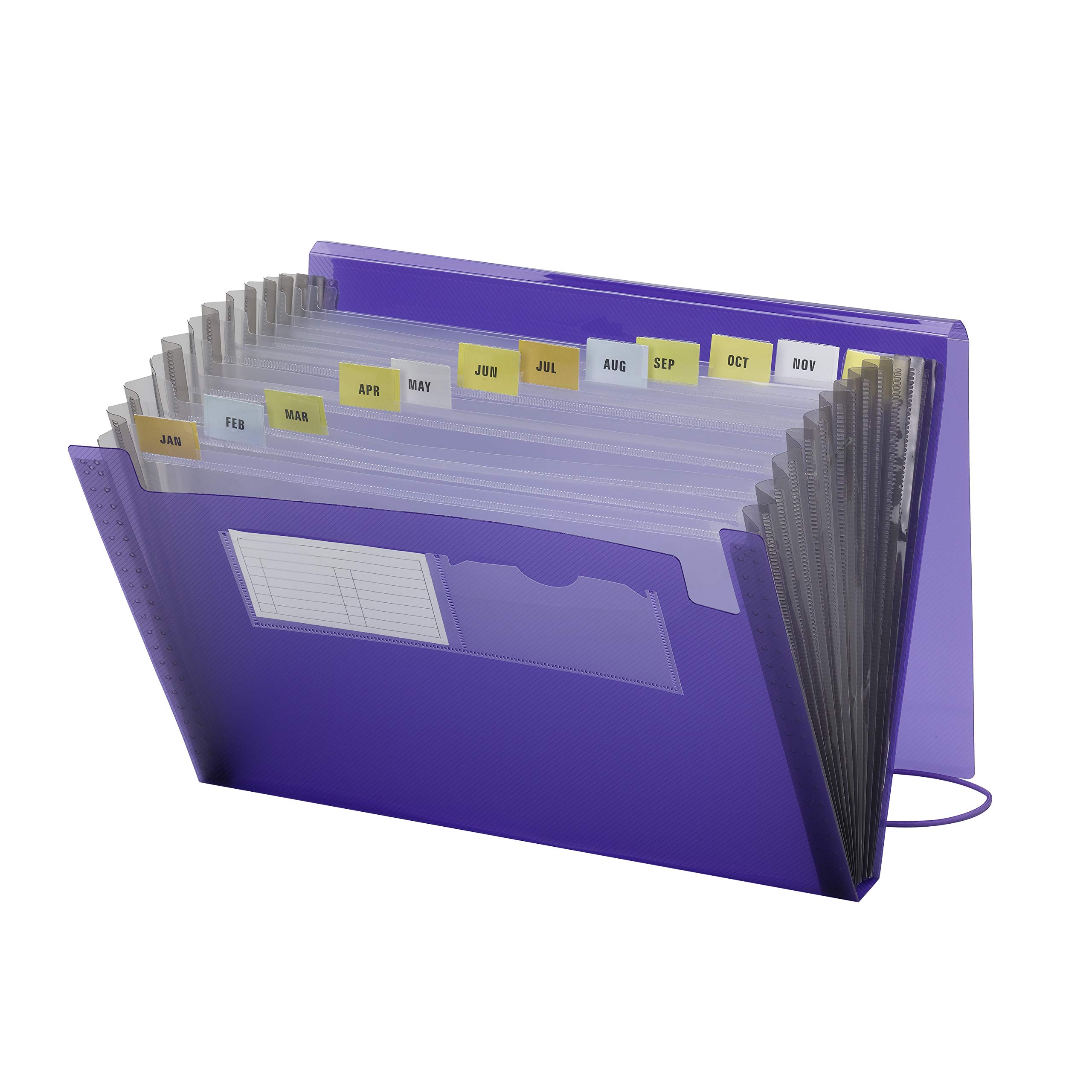 Smead Poly Expanding File, 12 Pockets, Flap and Cord Closure, Letter Size, Purple (70879)