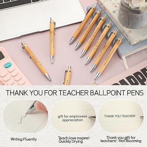 Miniatura 7 de Fuutreo 50 bolígrafos de bambú retráctiles inspiradores a granel, regalo de agradecimiento para empleados, regalo para veterinario, asistente