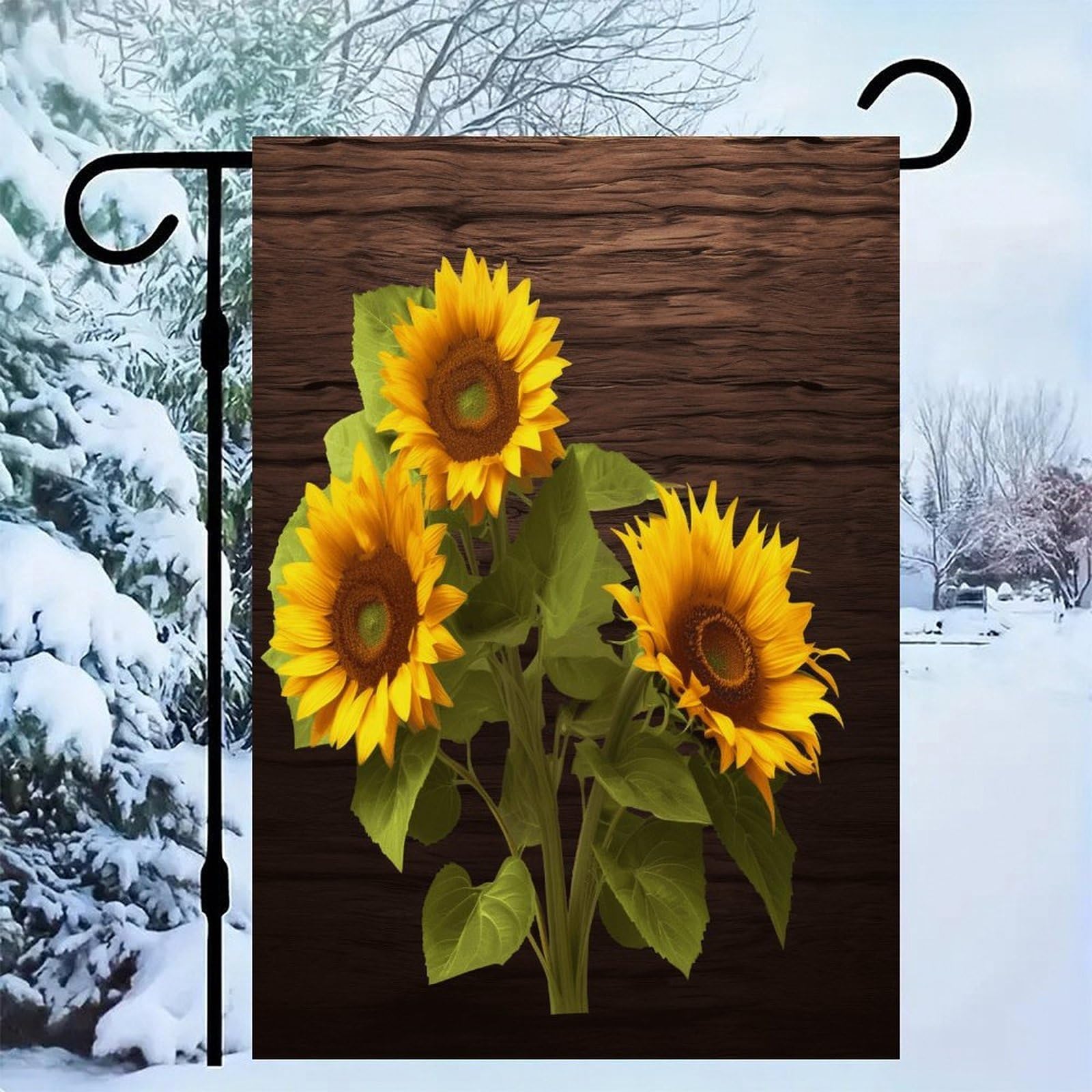 Bandera de jardín de plantas de girasol de 12x18 pulgadas de doble cara