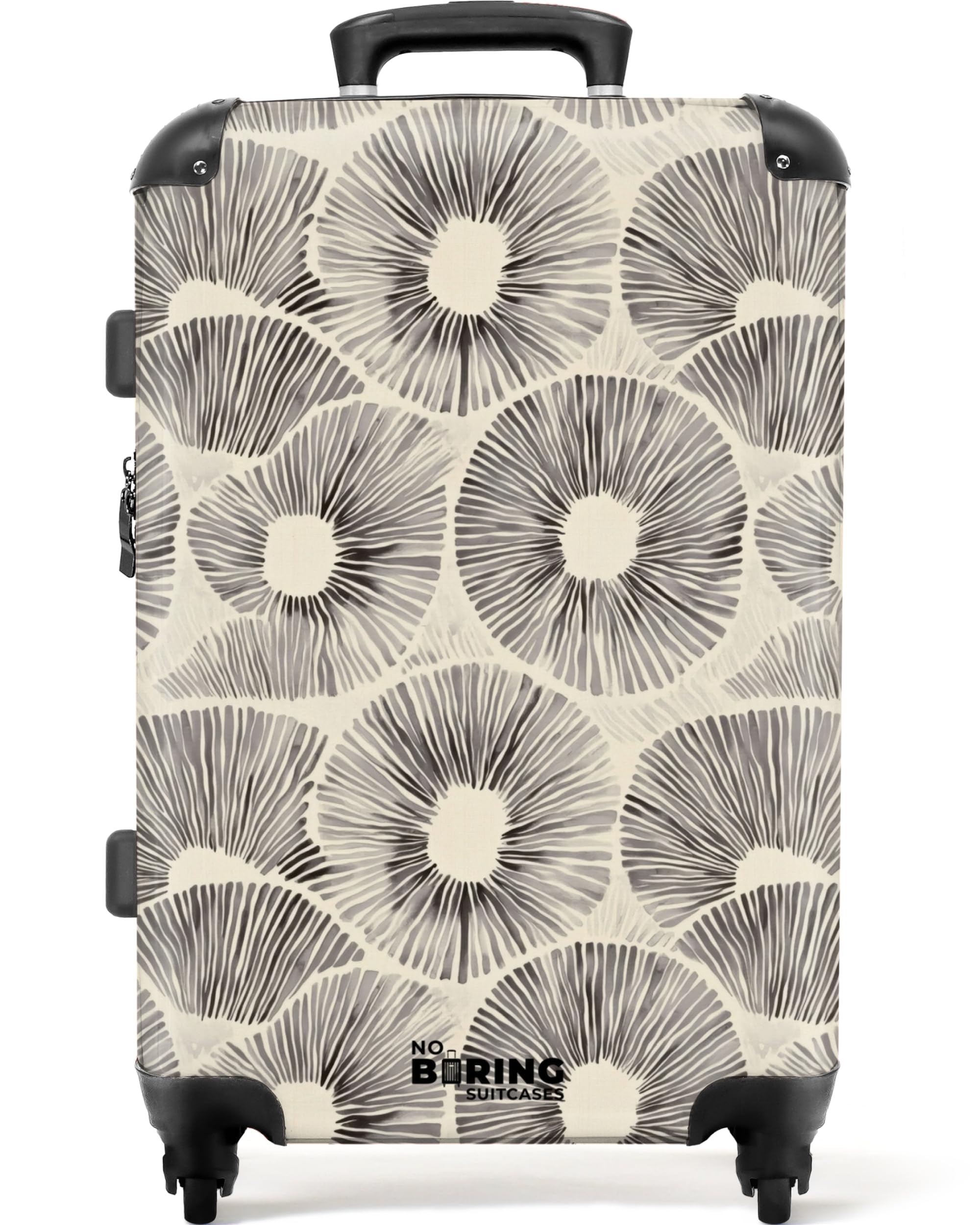 NoBoringSuitcases.com® Koffer Mittelgroß 67x43x25 cm Hartschalenkoffer L Trolley Rollkoffer 4 Rollen Leicht Hartschale Mittel Groß Kreise - Muster - Schwarz