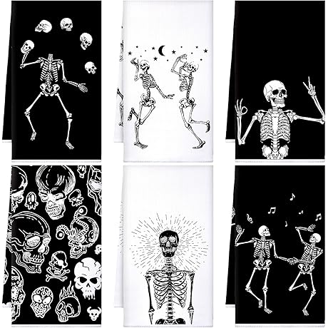Halloween Skull Kitchen Towels Gothic Set by Bencailor