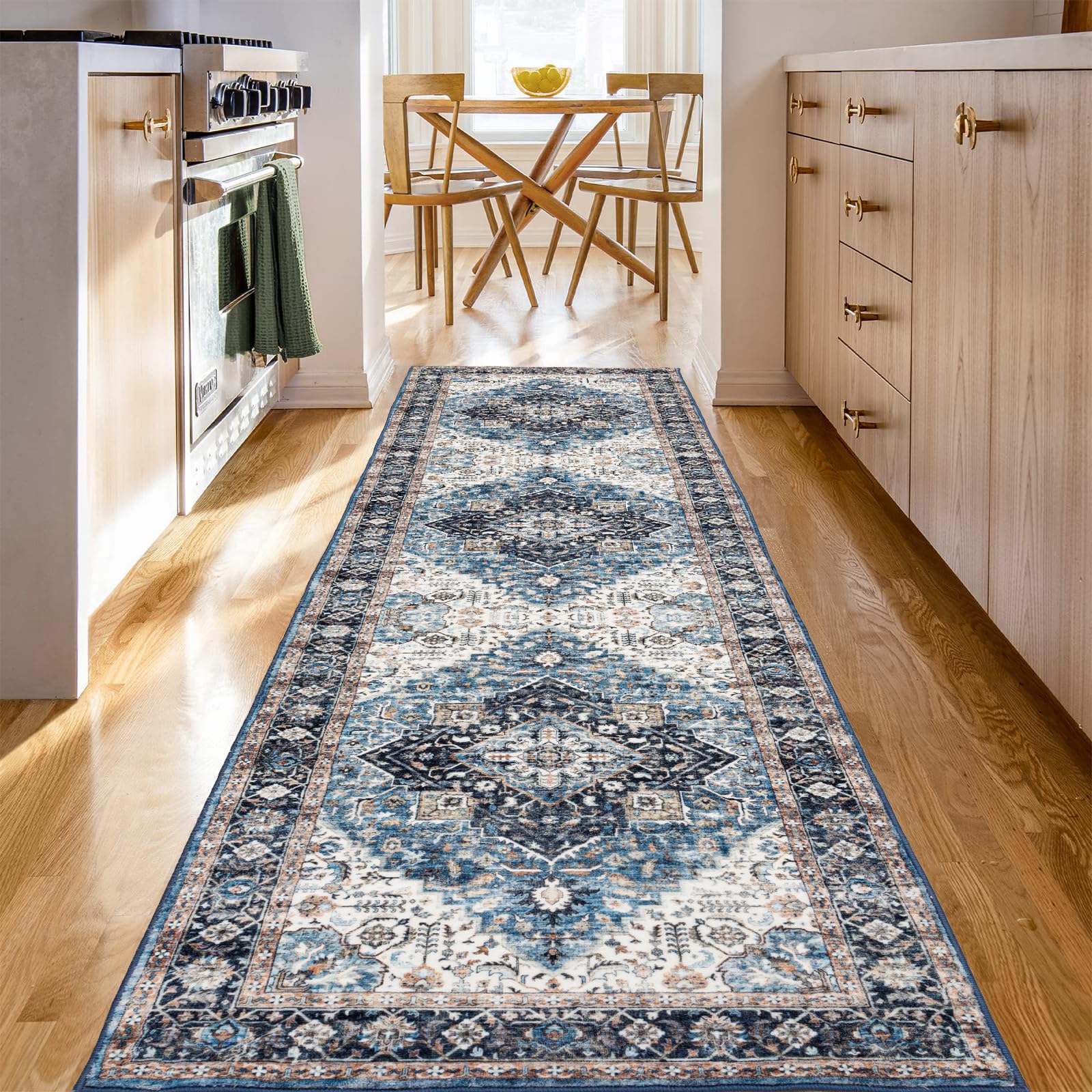Domitapis Runner Rug 2×6, Vintage Boho Rug,Ultra-Soft Low Pile, Washable, Non Slip,Stain Resistant Printed Carpet for Hallway Kitchen Living Room
