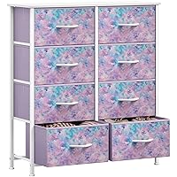 Vista 10 de DWVO - Cómoda para dormitorio, cómoda de tela con 8 cajones, cómoda alta de doble cajón para armario, sala de estar, marco de acero resistente