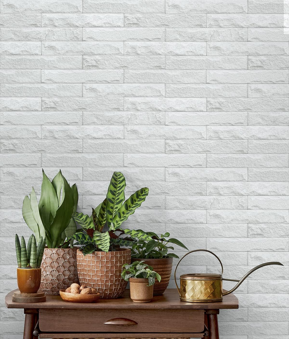 NextWall Faux Limestone Brick Peel and Stick Wallpaper
