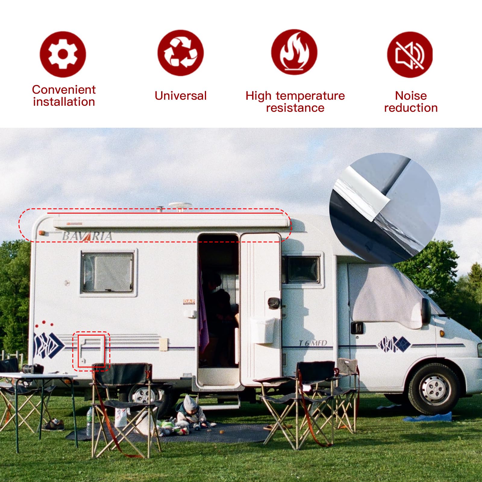 J Shape Gouttière RV, Dos autocollant, Bande de Déviation de Pluie de Toit pour Véhicule, Camion, Camping-car, Bateau, Voiture, Van, Porte, Camping-car