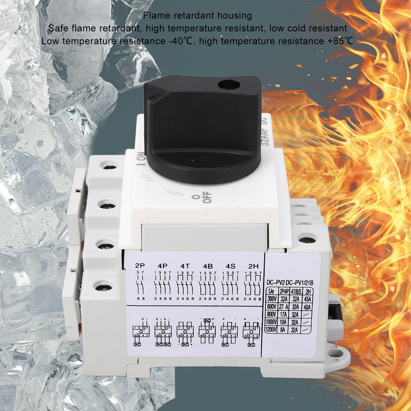 Photowoltaic DC Izolator Słoneczny Przełącznik Słoneczny Stabilny płomień Miniaturowy wyłącznik 32A 1000V dla systemów fotowoltaicznych rozkładu mocy
