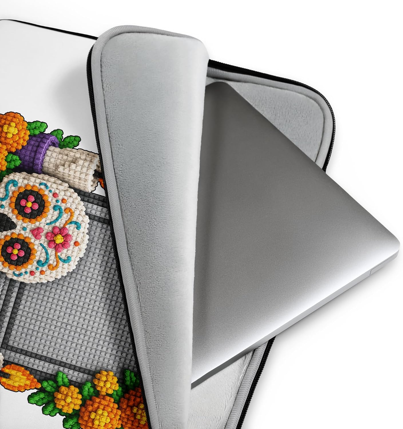 Dia De Los Muertos Brick Builder Mexican Day of Dead Floral Graphic Laptop Sleeve image 2