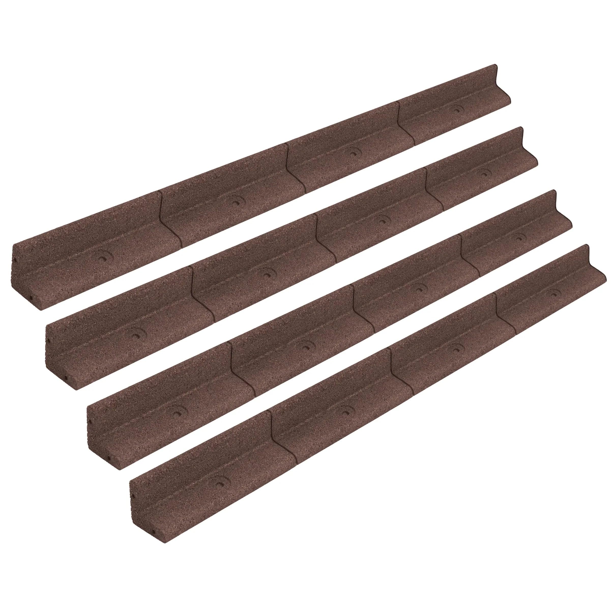Flexible Lawn Edging 4.8m Long Pack of 4 x 1.2m Brown Garden Border Grass Lawns Pathways Path Edge Vegetable Plot Flowerbed Raised Borders UV Resistant Rubber Free Matching Plastic Ground Pegs — image 1