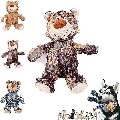 Robust Bear - Juguete de peluche para perros, juguete chirriante duradero para masticadores agresivos, juguete interactivo para masticar para