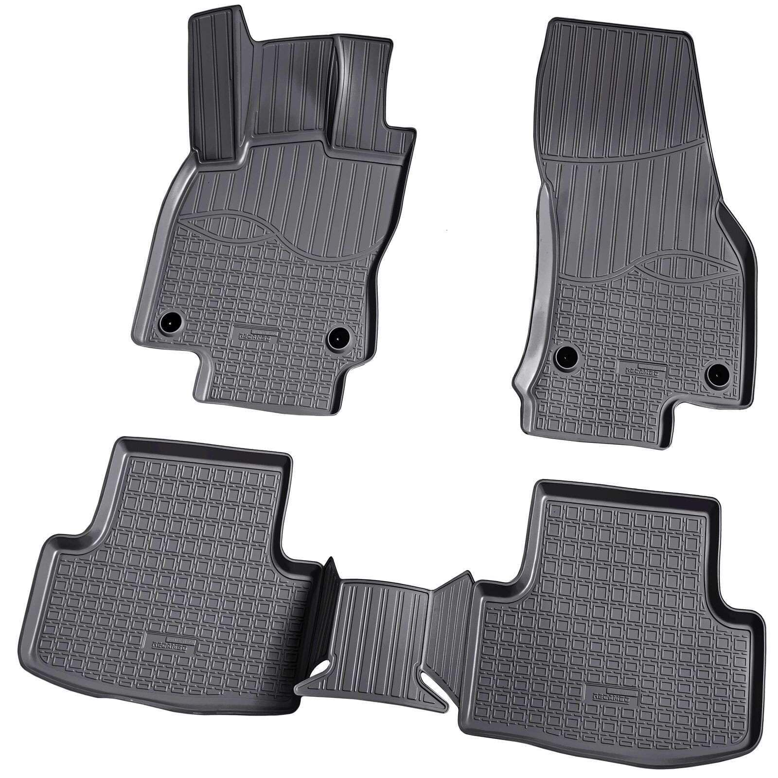 RECAMBO Set di tappetini in gomma e vasca per bagagliaio adatti per Skoda Karoq con sistema VarioFlex | dal 2017 > 100% tappetini per auto e bagagliaio in TPE antiscivolo di alta qualità, colore