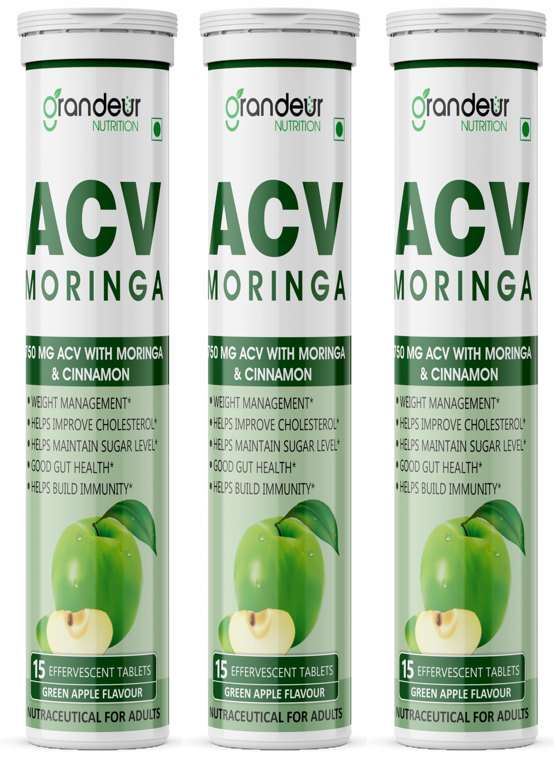 Grandeur ACV Moringa Apple Cider Vinegar Tablets 750mg, Green Apple, 60 tab — Amazon image 27
