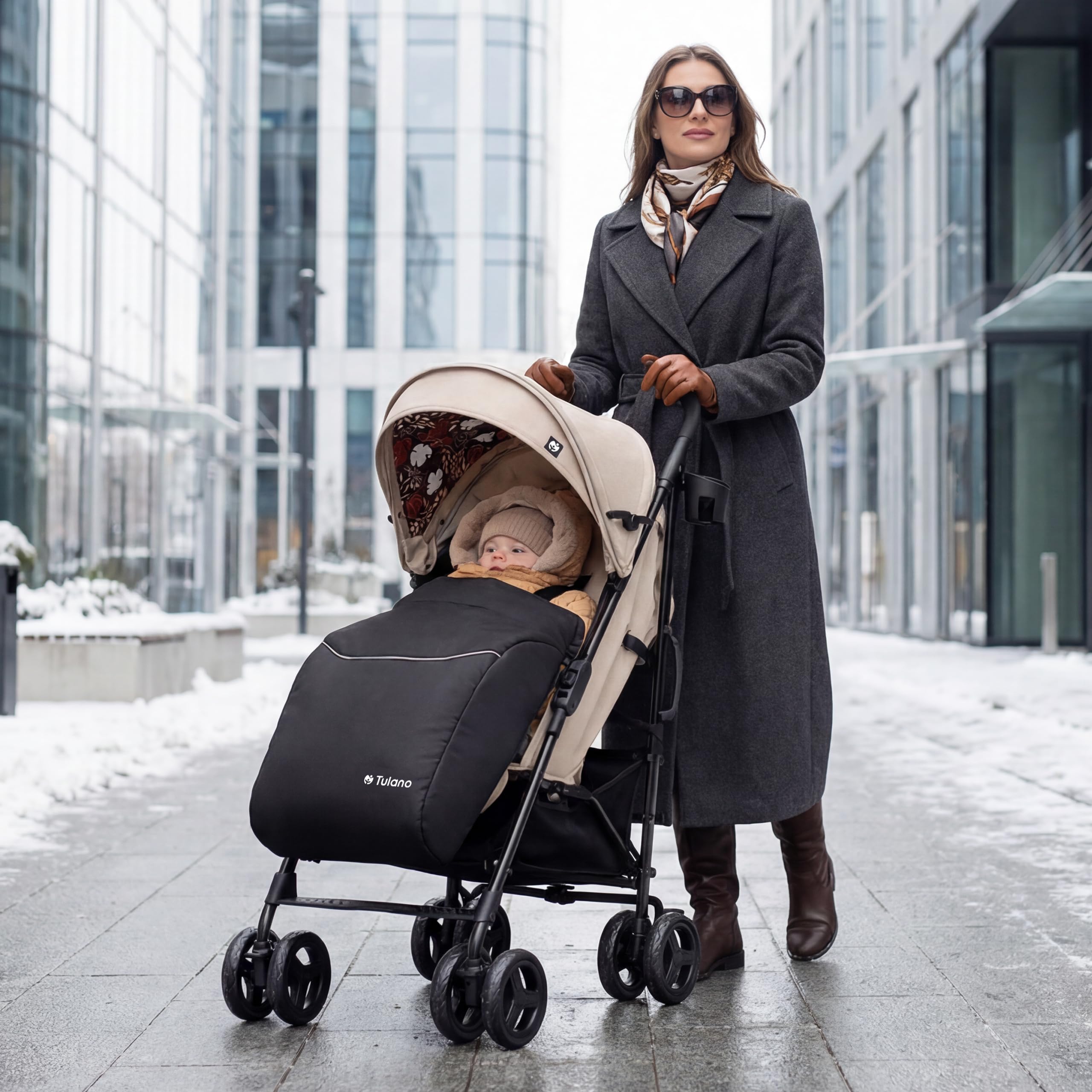 Tulano Davos 35 Reisebuggy – Kinderbuggy klappbar mit Liegefunktion bis 25kg – kompakter Kinderwagen Beige