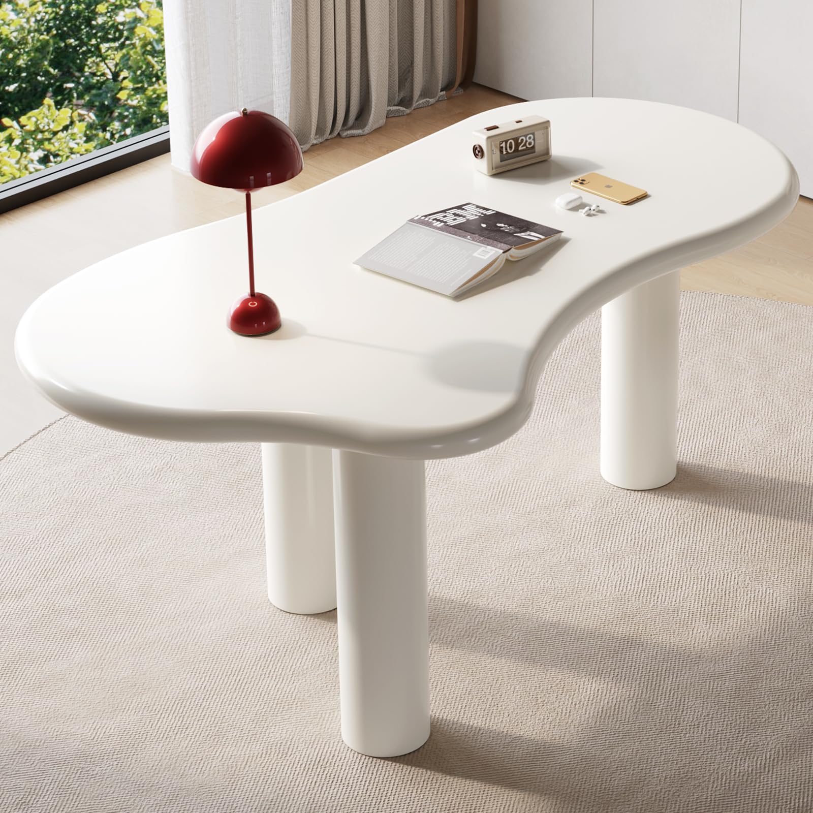 Amazon | QEZEOM パソコンデスク 机 pcデスク 白 幅158x奥行81高さ76cm