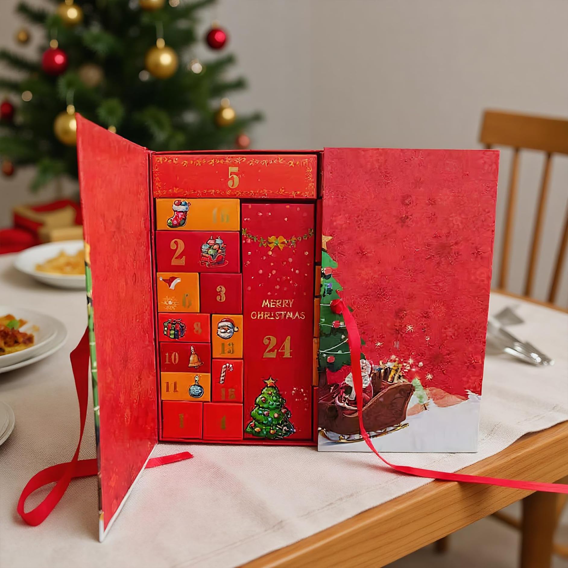 Scatole del calendario dell'Avvento fai-da-te per riempire i calendari vuoti del conto alla rovescia di Natale 2025 con 24 scatole del tesoro in cartone, organizer per adulti e bambini...