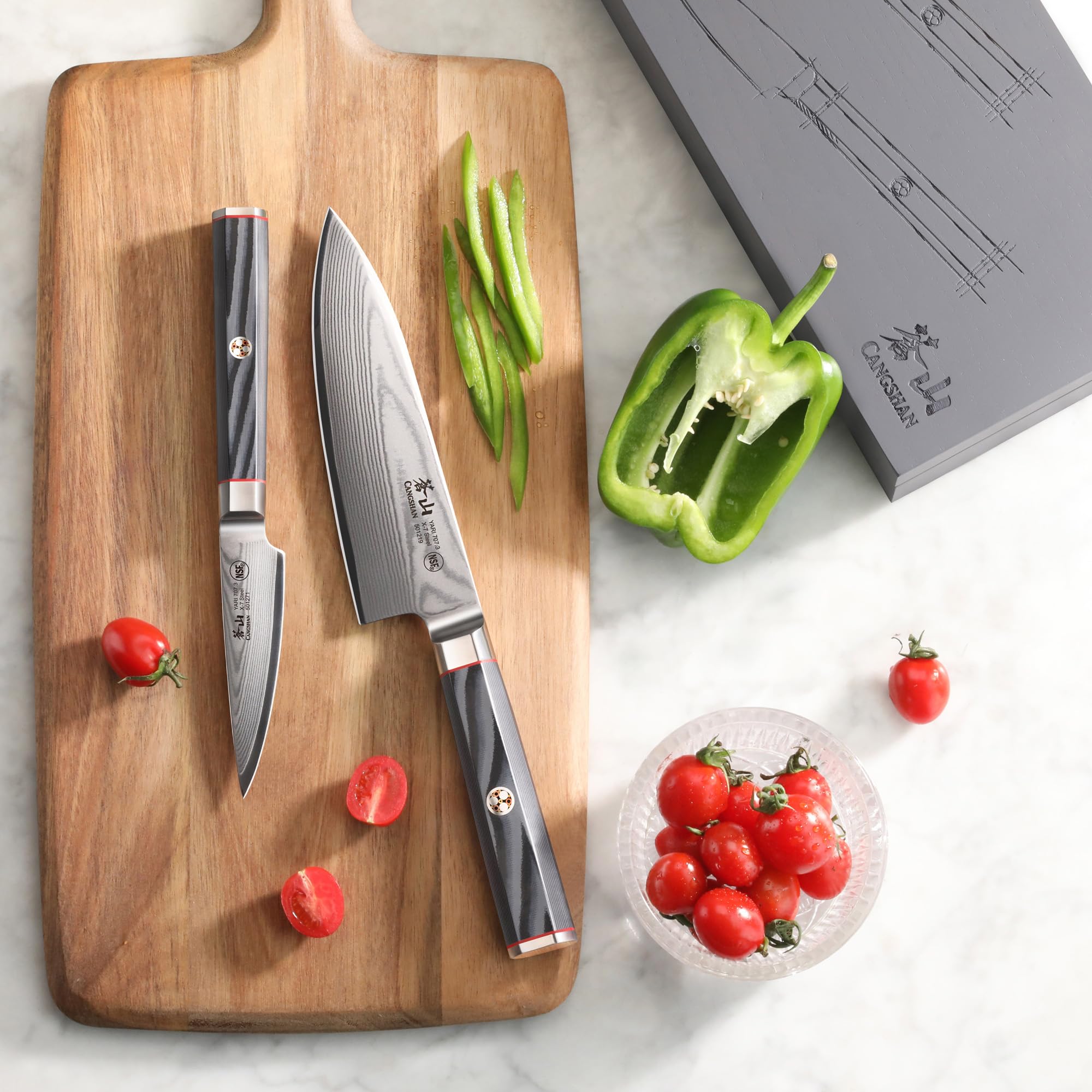 Amazon.com: Cangshan YARI Series X-7 Damascus Steel Starter Knife