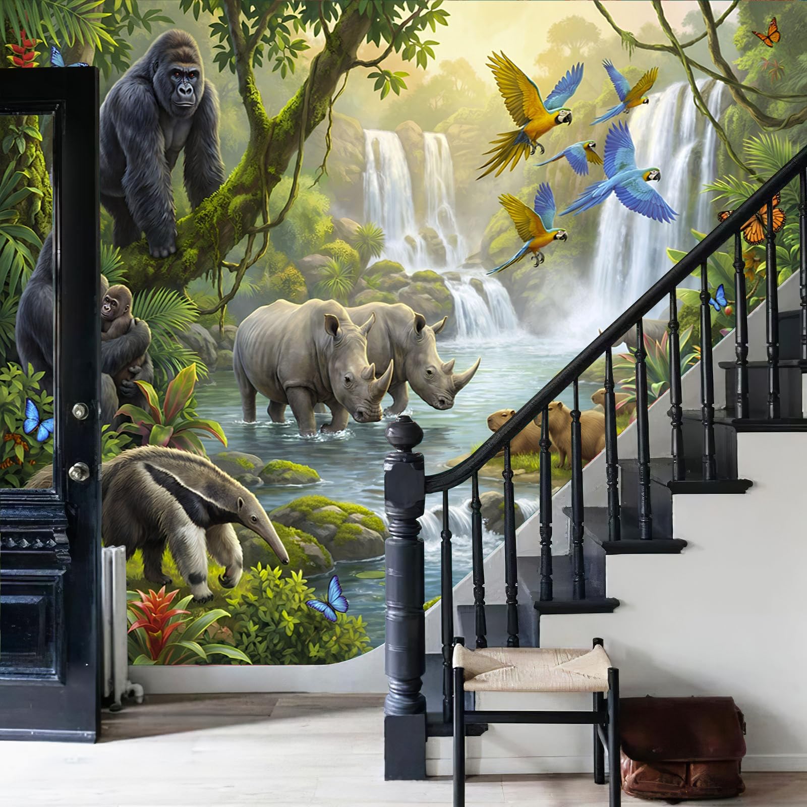 Papier peint intissé de luxe faune tropicale grand format 350x256cm