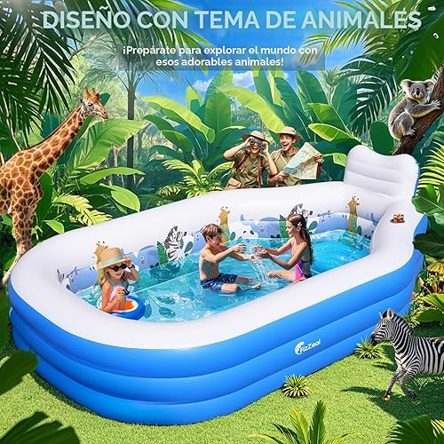 Miniatura 3 de Piscina inflable grande para niños y adultos, piscina gruesa para adultos para patio trasero con asiento y respaldo, piscinas inflables para niños