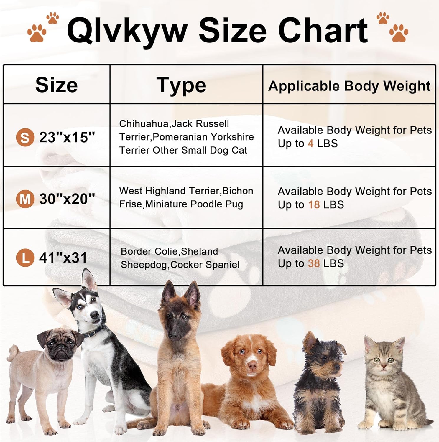 Dog Blanket 2 Pack Soft Pet Blanket Medium & Large Dog Throw Flannel Fleece Cat Blanket Cute Paw Print Blanket for Bed Couch Sofa White,Camel