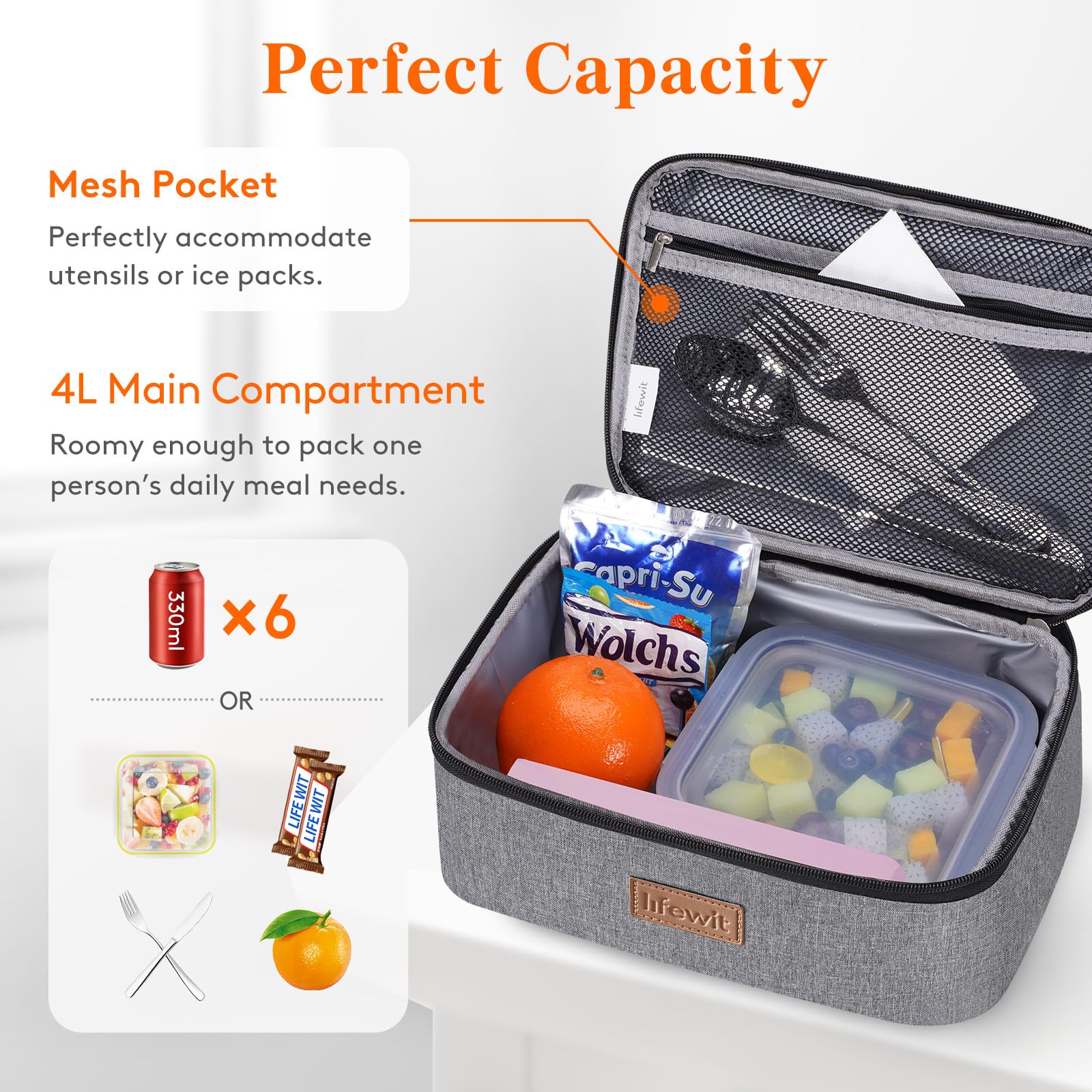 Lifewit Insulated Lunch Bag for Men Women Thermal Lunch Box Adults, Small Cool Bag Lunch Pail - Image 2