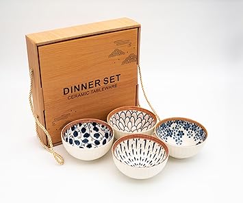 Dishy Divine Japanese Style Bowls Gift Set (Set of 4)