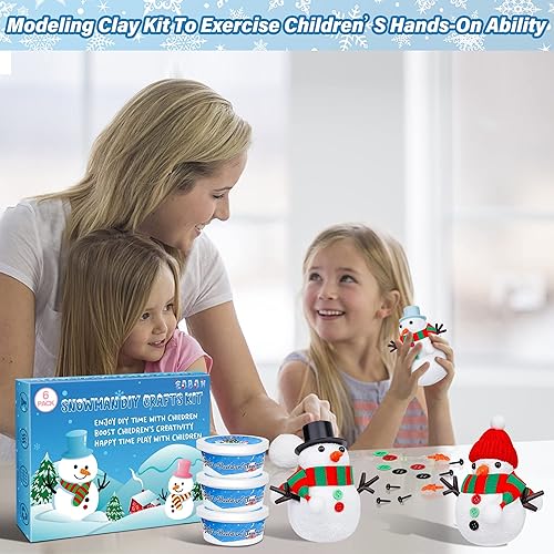 Miniatura 2 de Paquete de 6 kits de muñeco de nieve, manualidades de Navidad para niños, construye un muñeco de nieve, decoración de invierno para interiores,