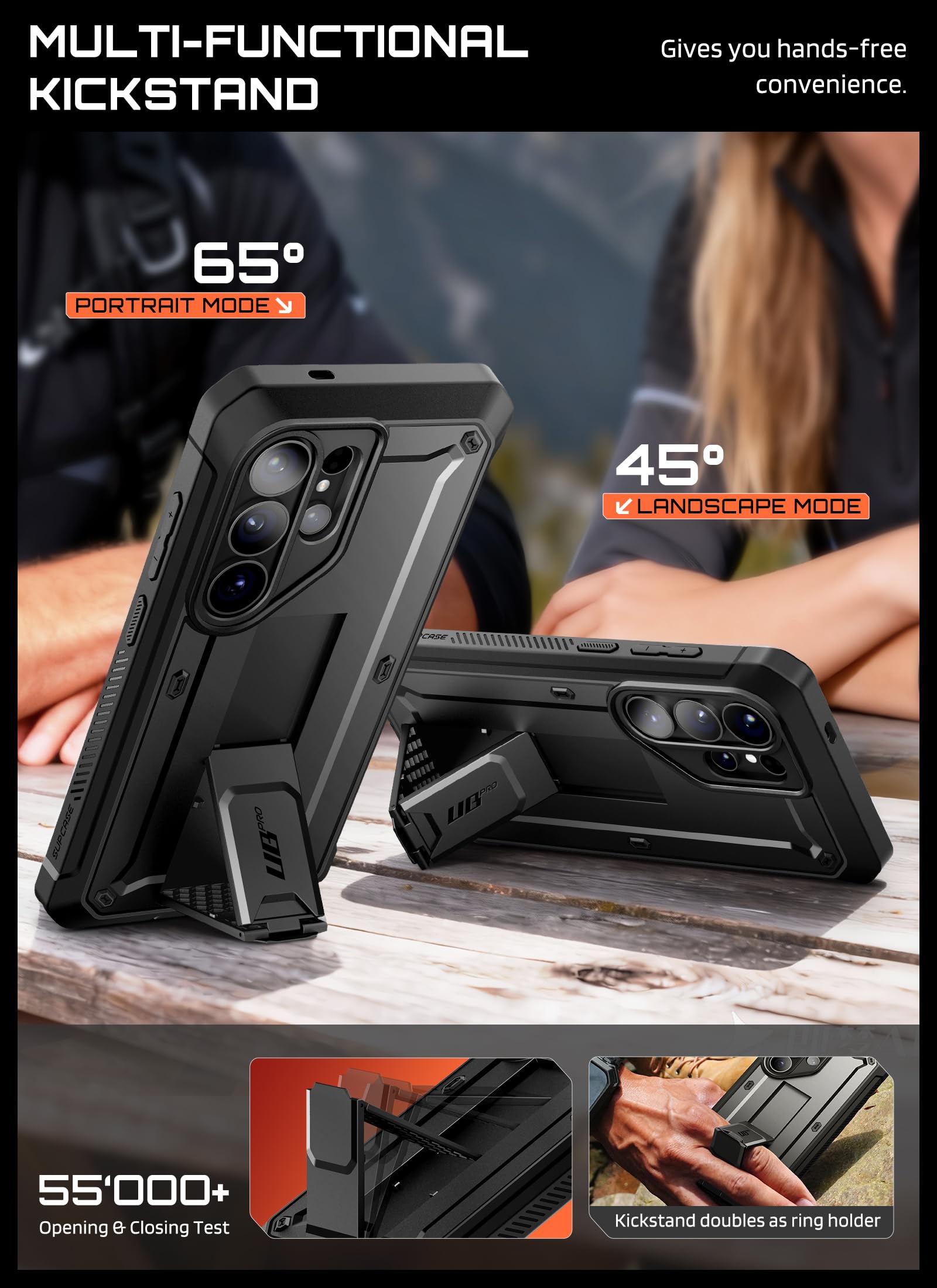 SUPCASE für Samsung Galaxy S26 Ultra Hülle Outdoor Handyhülle, Schwarz | Bumper Case mit 2 Vorderseite (ohne Displayschutz + mit Displayschutz) Cover mit Gürtelclip und Ständer [UBPro] für S26 Ultra