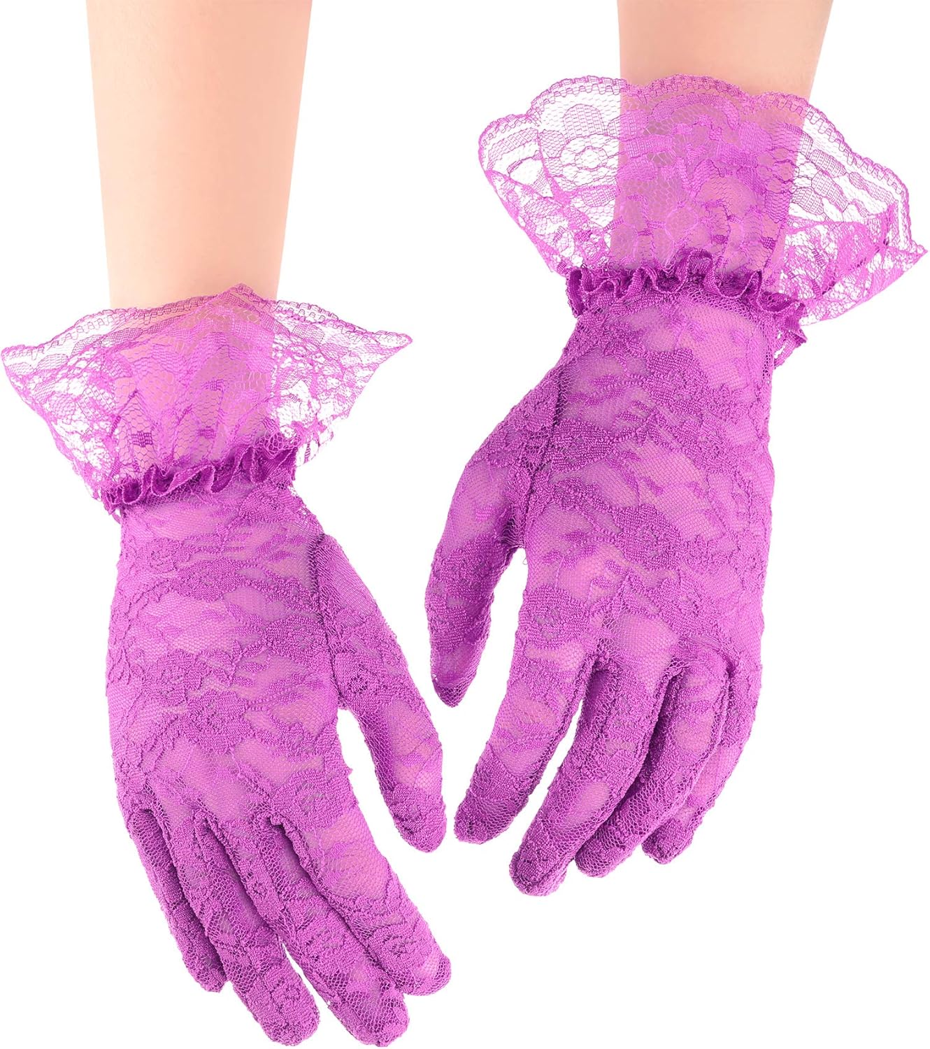 SATINIOR Ladies Lace Gloves for Women Tea Party Elegant Short Courtesy Gloves for Wedding Dinner Opera Parties - Image 5