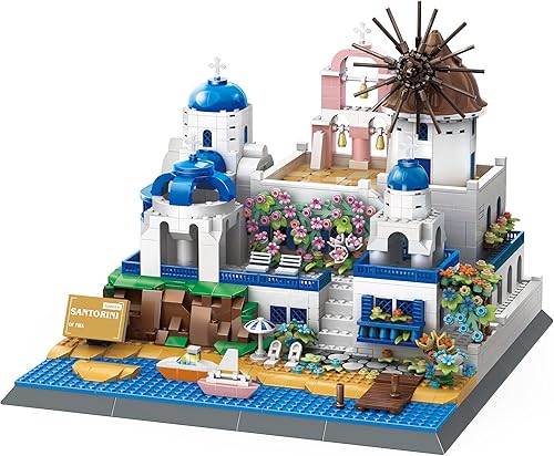 Miniatura 3 de Apostrophe Games Santorini - Juego de bloques de construcción de 1372 piezas, modelo de bloques de construcción para adultos y niños, kit de