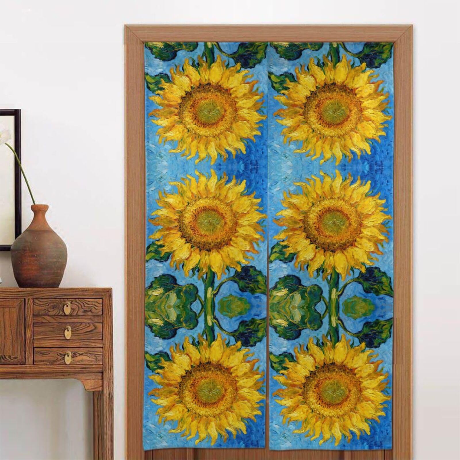 CNTDBU Sunflower Door Curtain 34x56 Inch-Room Divider Panel for Privacy, Entryway Screen for Kitchen Bedroom