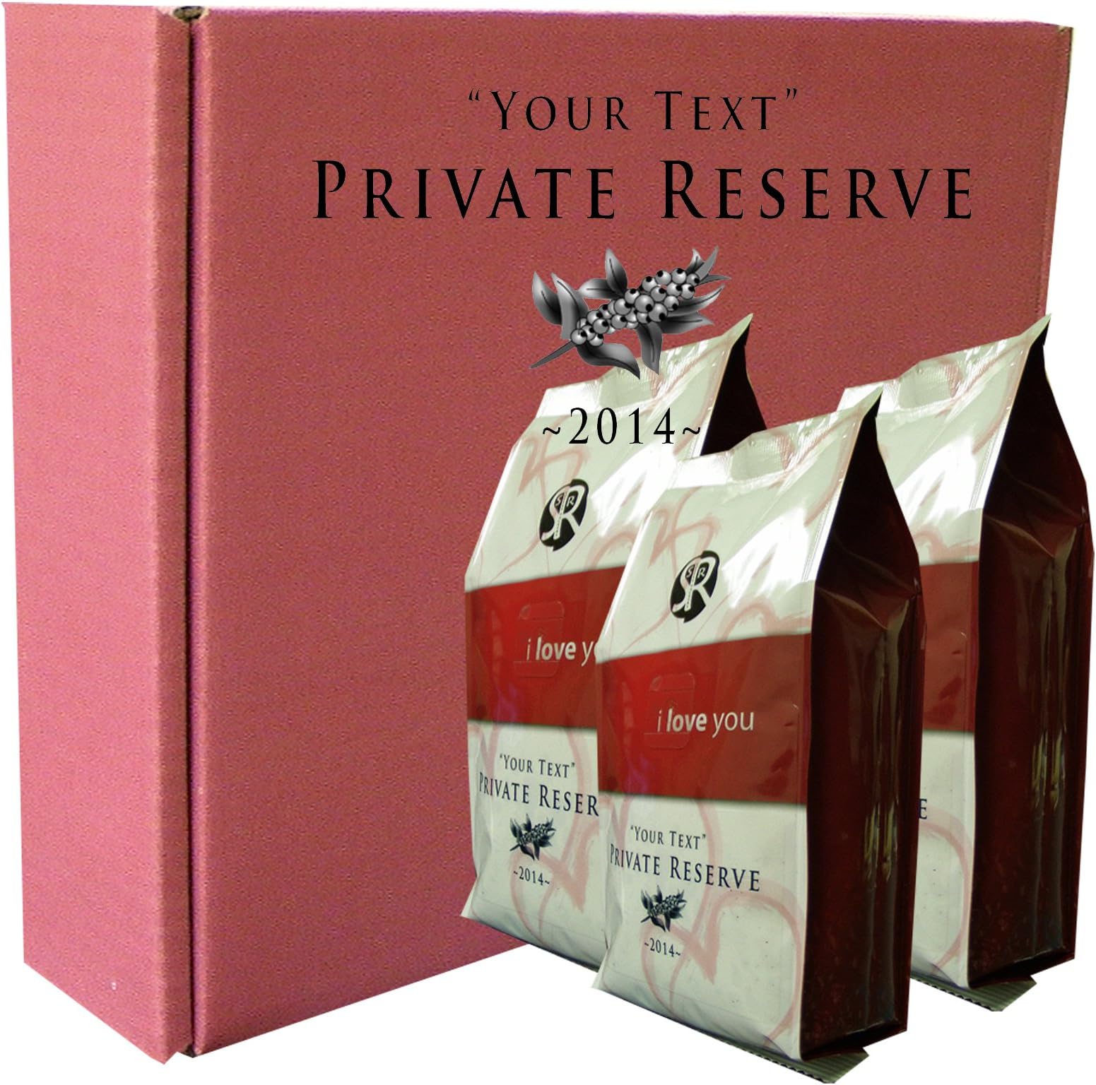 Personalize Your Own I Love You Coffee Packages, Medium Roast, Ground Coffee, 3x8oz-personlized Private Message Bags in Red Box