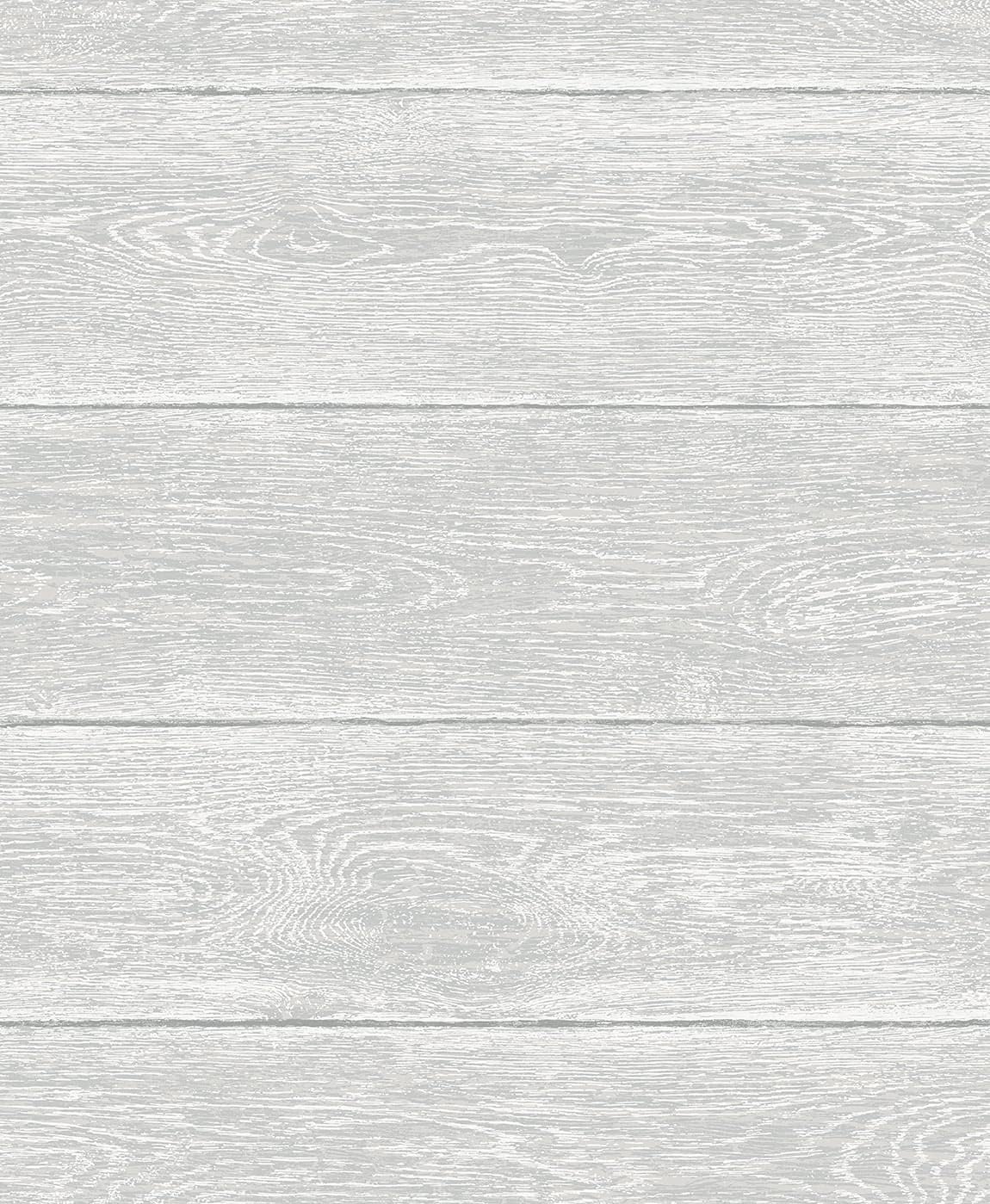 NextWall Woodgrain Faux Screen Printed Peel and Stick Wallpaper (Harbor Grey)