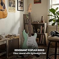 Vista 4 de Fender Squier Sonic Stratocaster - Paquete Surf Green con amplificador Frontman 10g, bolsa de concierto, cable, correa, afinador, púas y DVD