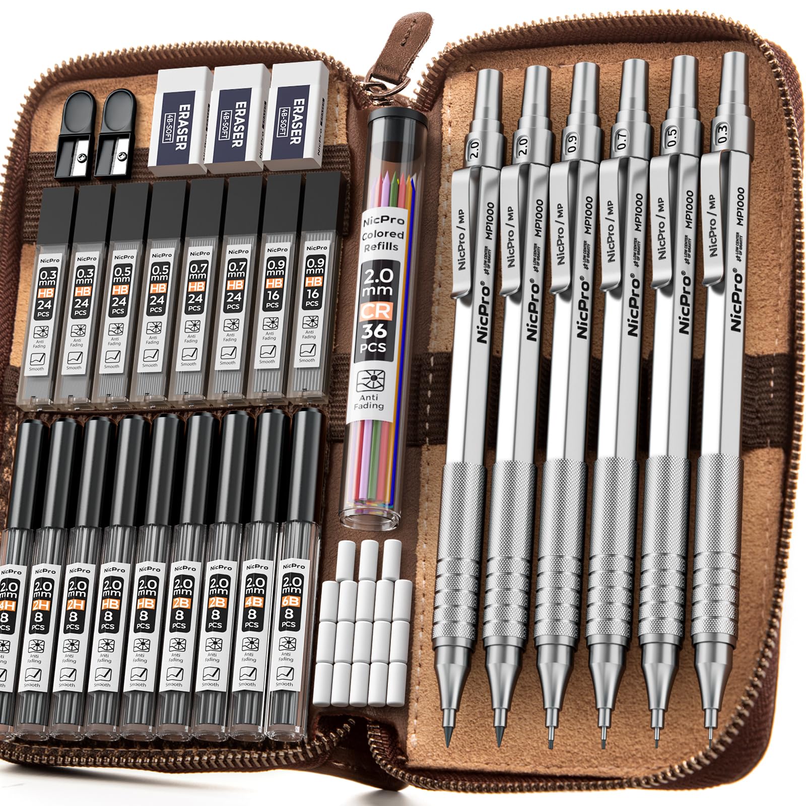 Amazon.com: Nicpro 33PCS Metal Mechanical Pencil Set in Leather