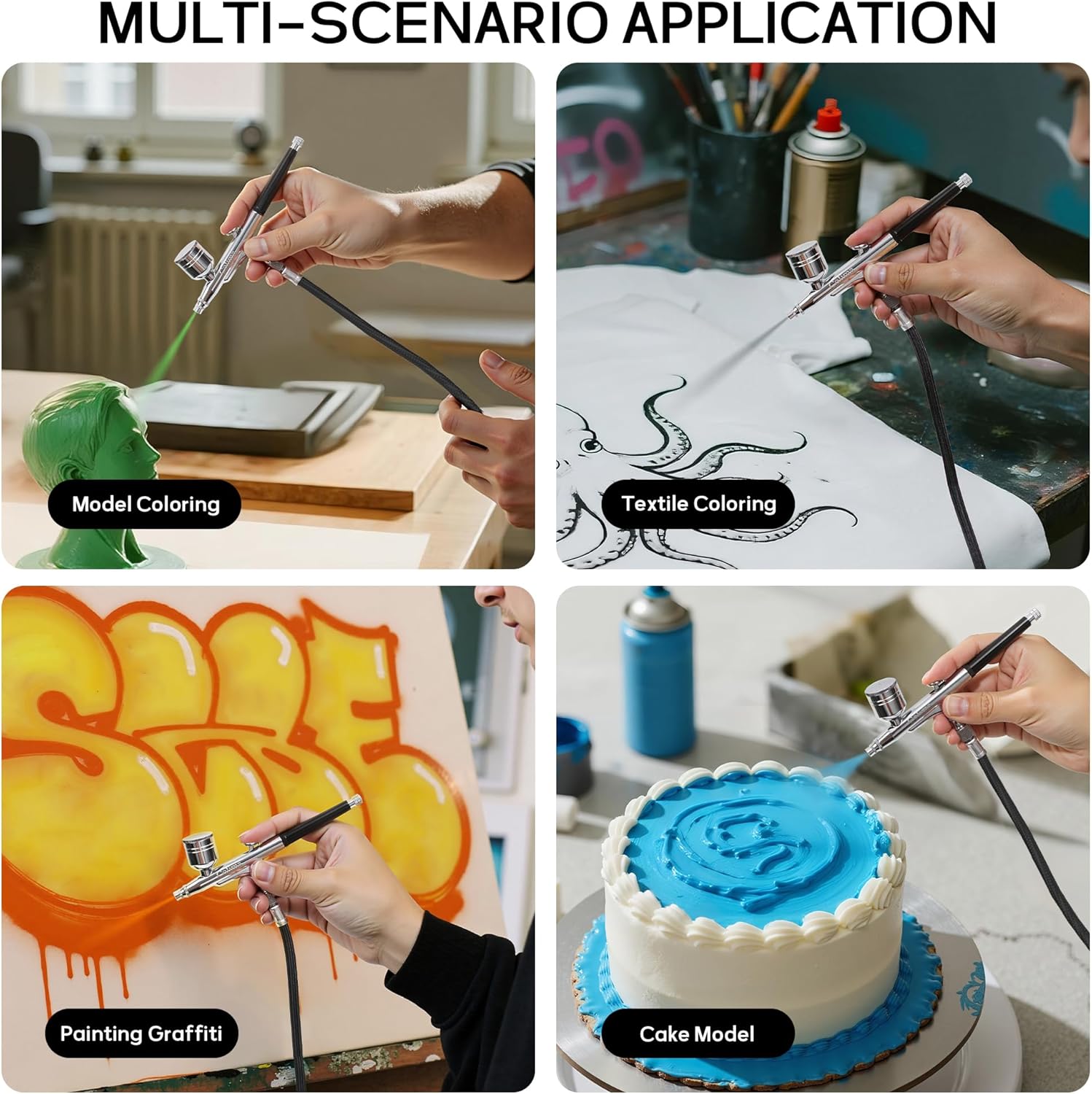 Colima Airbrush Gun Kit Perfect Starter Kit for Beginners Dual-Action Gravity Feed Airbrush with 0.3mm Tip for Art, Crafts, Tattoos & More - Image 3