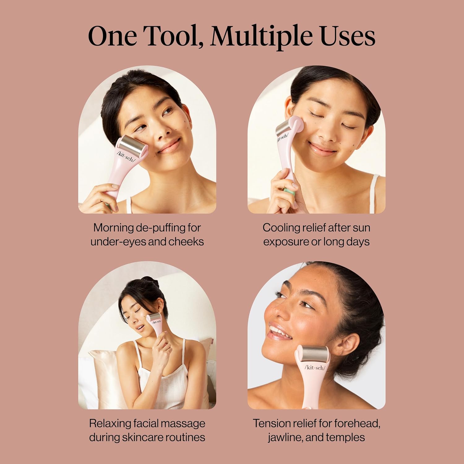 Kitsch Ice Roller for Face – Stainless Steel Ice Face Roller to Reduce Puffiness, Redness & Headaches – Cooling Facial Roller for Skin Care, Irritation Relief & Spa-Like Experience at Home - Pink - Image 7