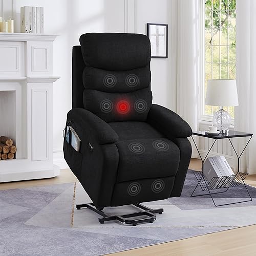 Power Lift Recliners Soft Fabric,Recliner Chair Massage with Heated Modern Ergonomic Lounge,Single Sofa Armchair Reclining Chair Recliner Chairs for Adults with Side Pockets.