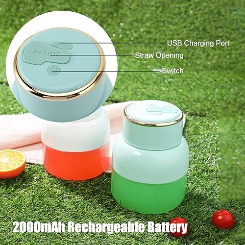 Vista 4 de Batidora portátil, recargable por USB, de 27.1 fl oz, con 6 cuchillas, mini licuadora para batidos y licuados, deportes, viajes, gimnasio, oficina