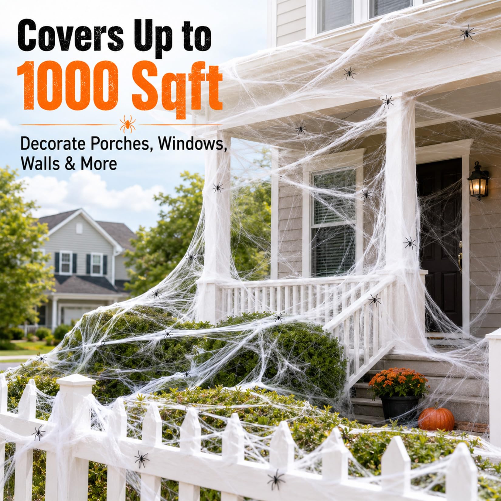 MAQIHAN Pajęczyny o powierzchni 1100 m2, dekoracje na Halloween, pajęczyny, dekoracje na Halloween, pajęczyny, dekoracja z 40 sztucznymi pająkami, super rozciągliwe pajęczyny, dekoracja na imprezę