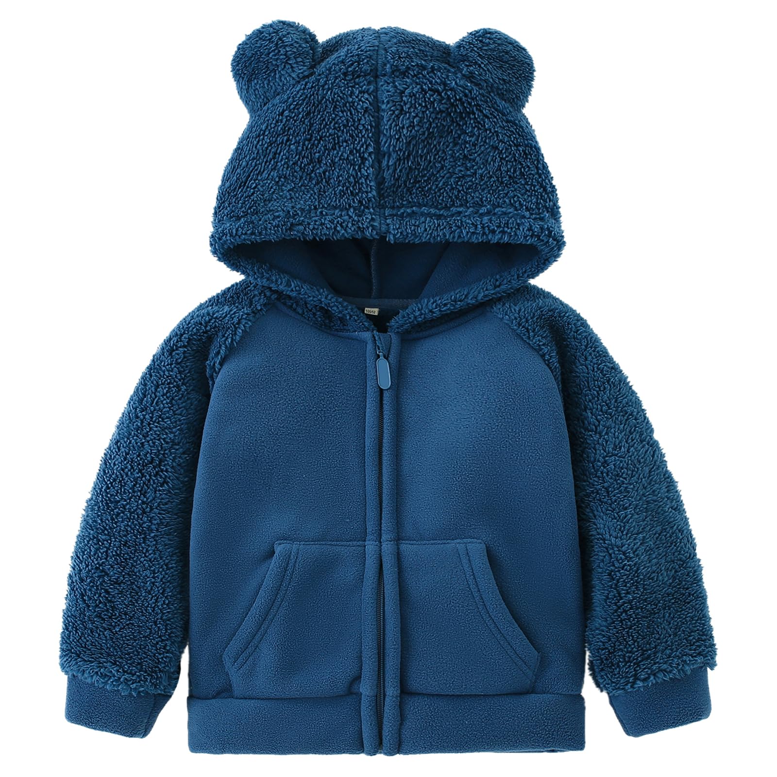 AMIYAN Bear Ears Shape Fleece Warm Hoodies Clothes Toddler Zip-up Light Jacket Sweatshirt Outwear For Baby Boys