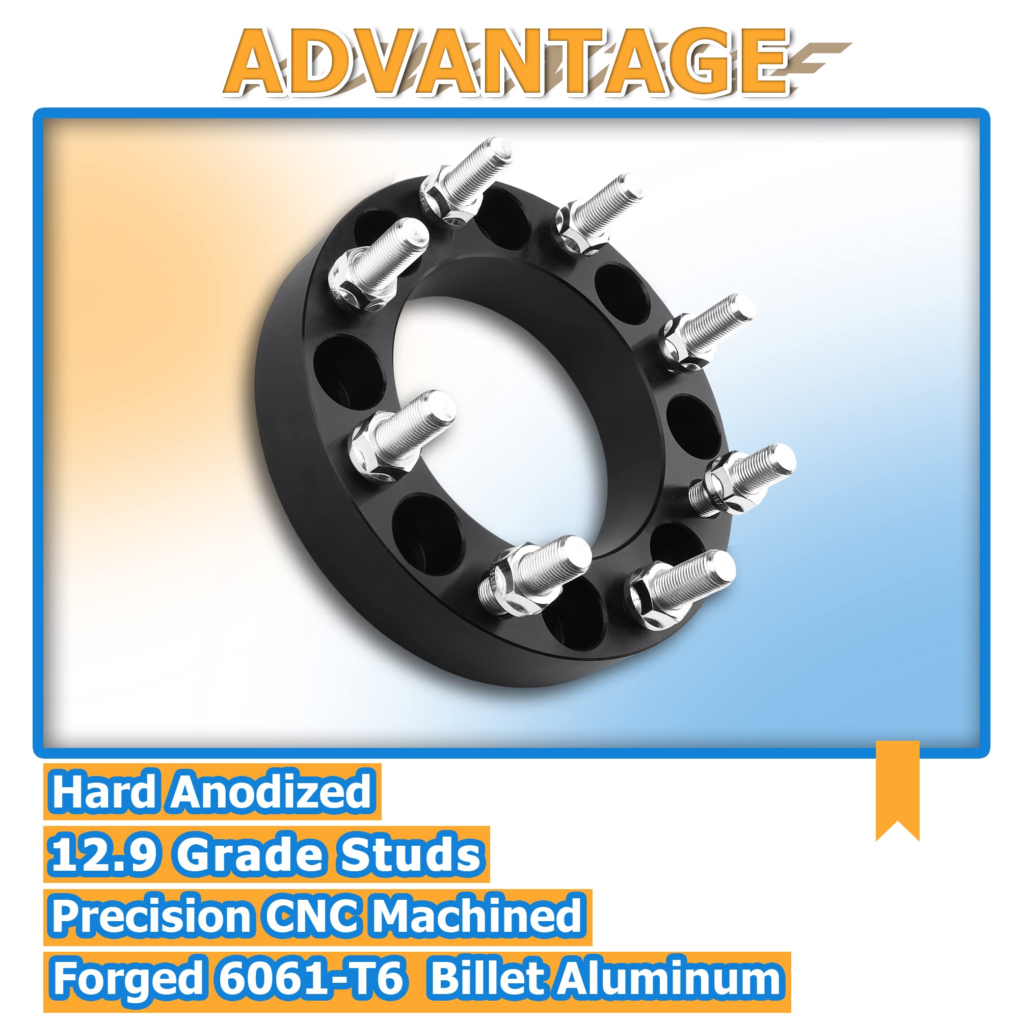 YIZBAP 2PCS 8x180 to 8x6.5 Wheel adapters, 1.5 inch 8x180mm to 8x165