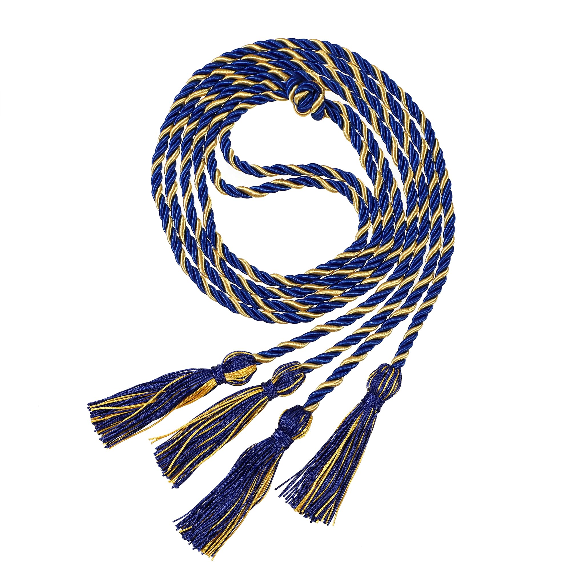 Graduation Double Honor Cords with Tassel, 68" (Royal Blue Gold)