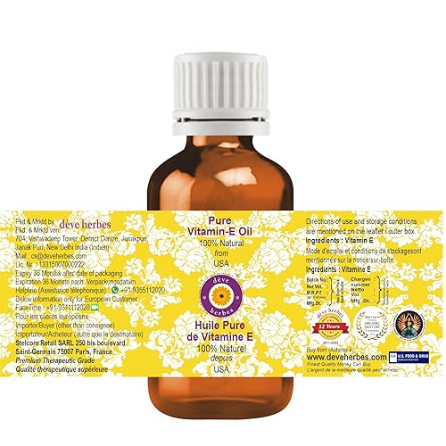 Miniatura 2 de Deve Herbes Aceite puro de vitamina E de grado terapéutico natural, 0.3 fl oz (0.33 oz)