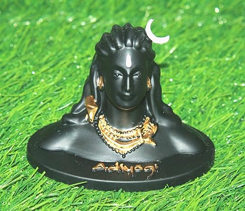 Miniatura 7 de Polyrasin India First Yogi Lord Adiyogi Shiva (Mahadev) esculturas negras mate, estatua de ídolo, tablero de instrumentos del automóvil, decoración