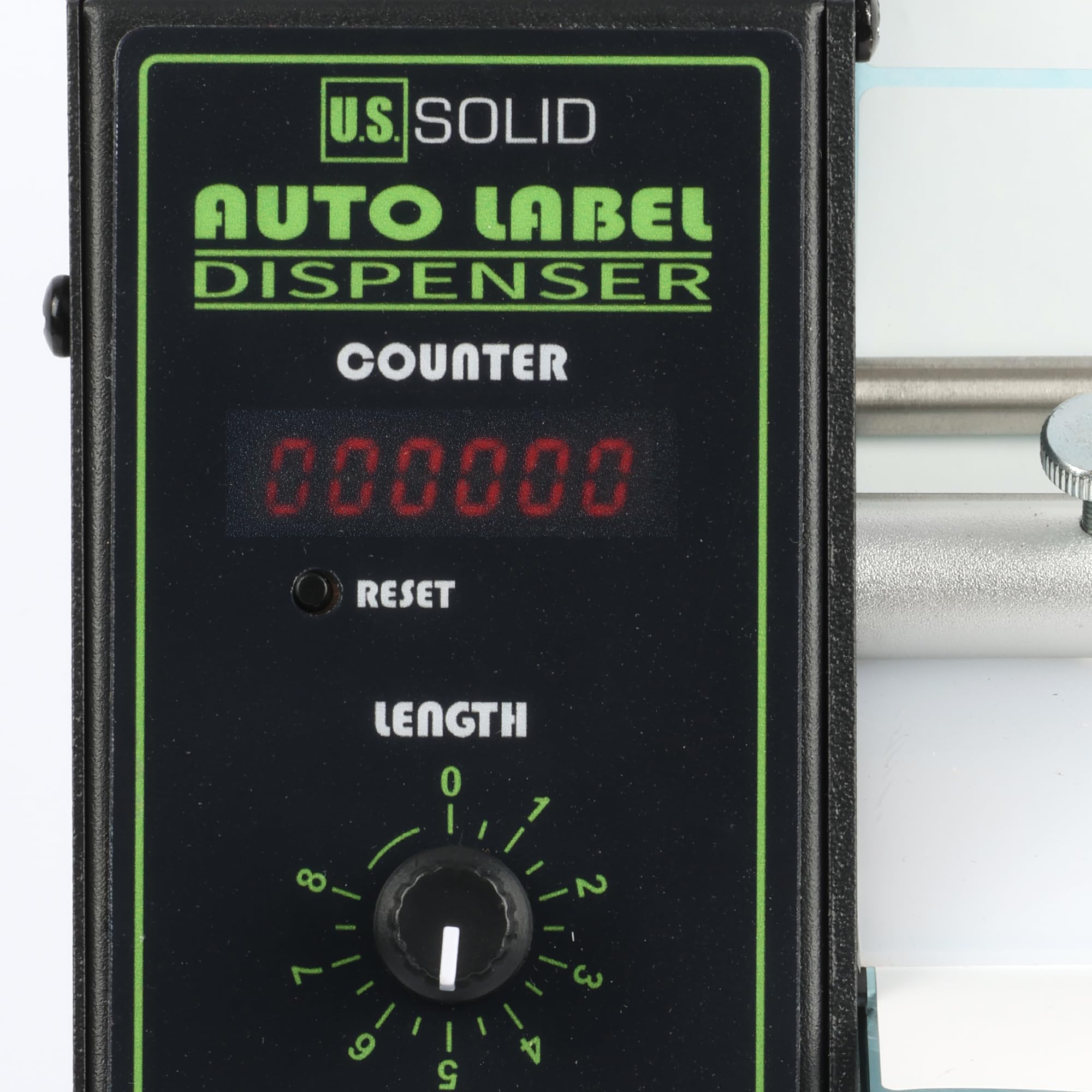 U.S. Solid Distributore automatico di etichette con contatore (0–999999) – Larghezza 4–140 mm, lunghezza 3–150 mm, velocità regolabile