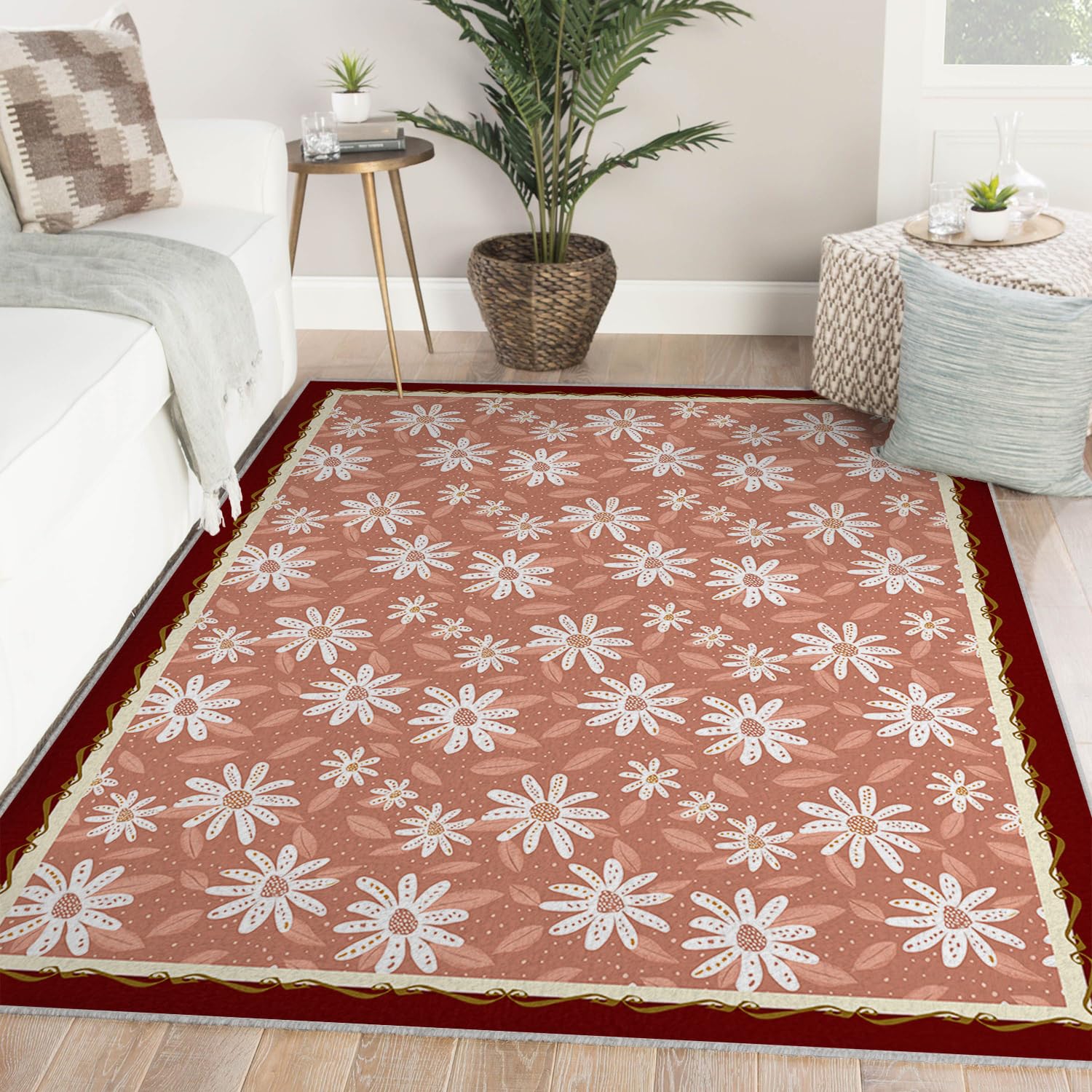 Tapis 160x200cm fleuri mignon pour éliminer les glissades et embellir l'entrée de la porte