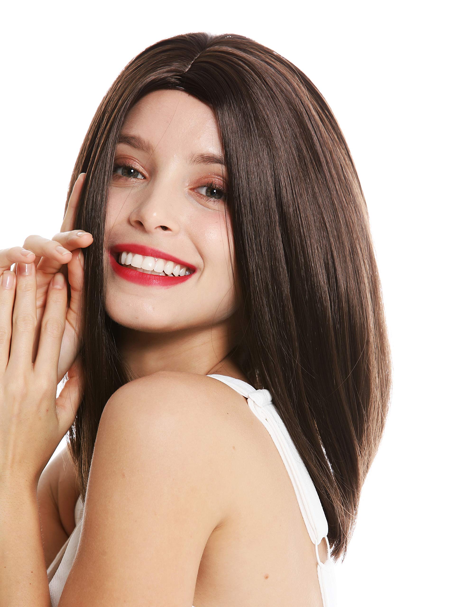 WIG ME UP, GFW2336-6 women's quality wig shoulder length short long bob middle parting sleek brown, Medium brown (6) - Image 3